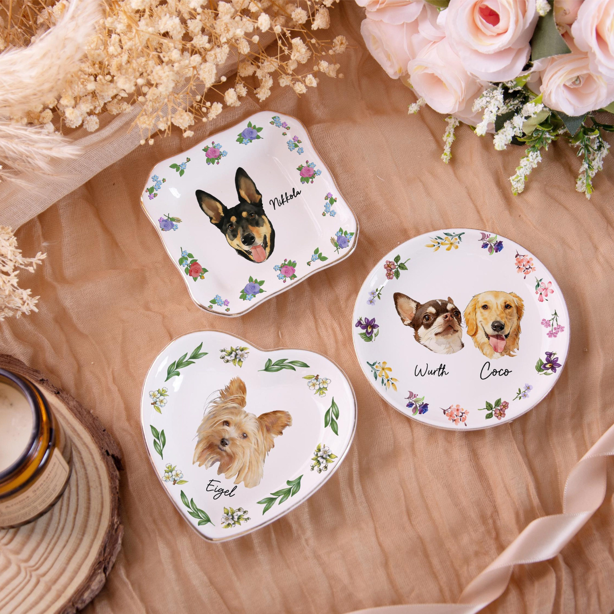 Personalized Dog Portrait Ring Dish, Pet Memorial Gift, Floral Ceramic Jewelry Dish 4de7f677-7232-4f04-9ada-af234a341dc8-1.png