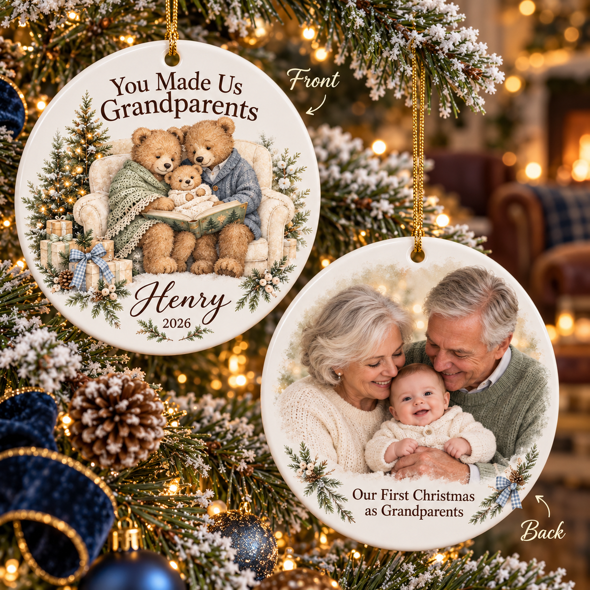 Personalized First Christmas as Grandparents Photo Ornament 2026, Double-Sided Custom Name Keepsake, Gift for New Grandma and Grandpa 4df016aa-1df3-40ac-aab2-bccae51cd905-Henry-Grandparents-Christmas-Ornament-2.png