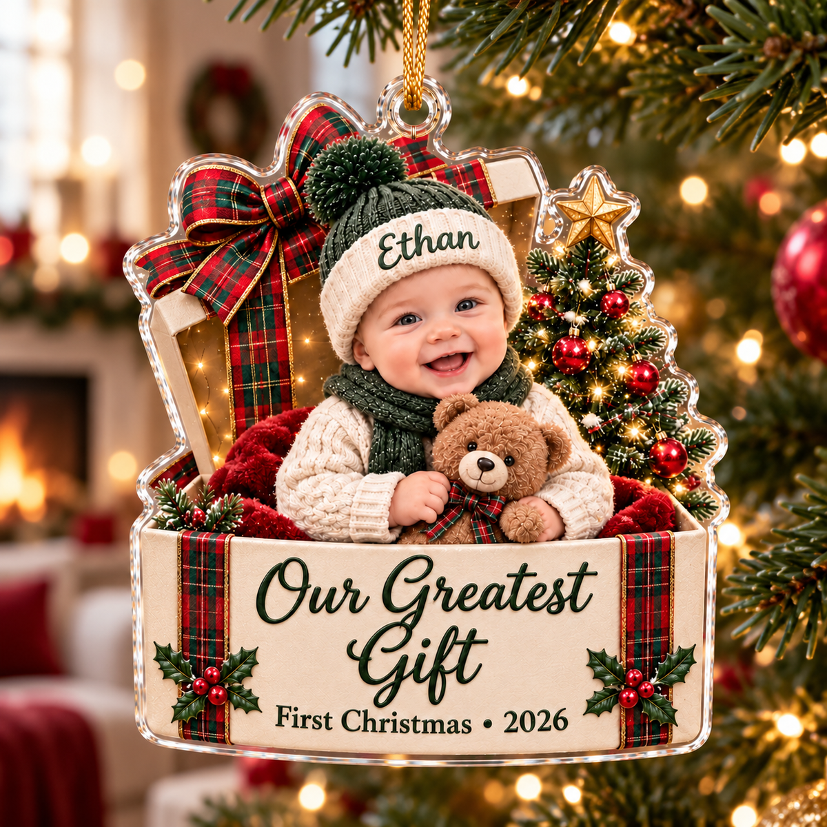 Personalized Baby’s First Christmas Ornament 2026 – Custom Name Acrylic Keepsake, Our Greatest Gift, Christmas Gift for New Parents 4e1b9bc4-059b-4f98-9030-dd536038efaf-Ethan-s-First-Christmas-Acrylic-Ornament-2.png