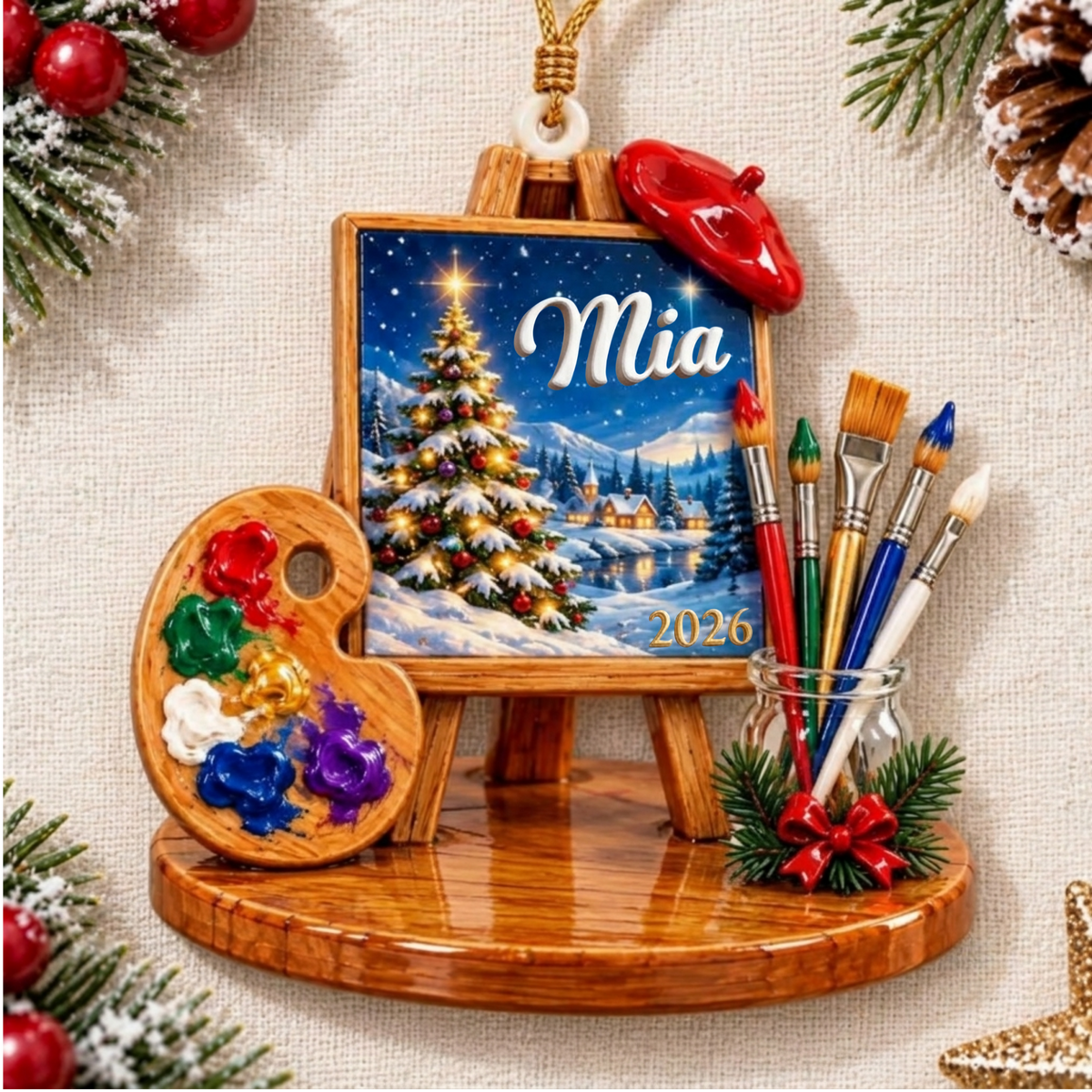 Personalized Artist 3D Relief Acrylic Ornament, Custom Name Painter Christmas Ornament, Art Lover Gift, Paint Palette Easel Holiday Keepsake 4e2300f5-02e3-4eea-964d-20564612fffe-2.png