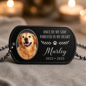 Pet Memorial Photo Dog Tag Necklace – Once by my side - Personalized Dogtag Necklace 4e3acd14-3337-48e1-a12a-93331d459c6d.png