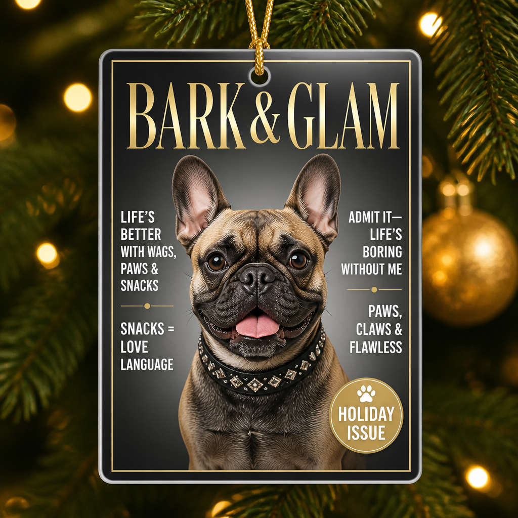 BARK & GLAM Pet Magazine Cover Ornament - Personalized Aluminum Ornament 4e4a4385-5223-4225-978b-8926f473a7a1.png