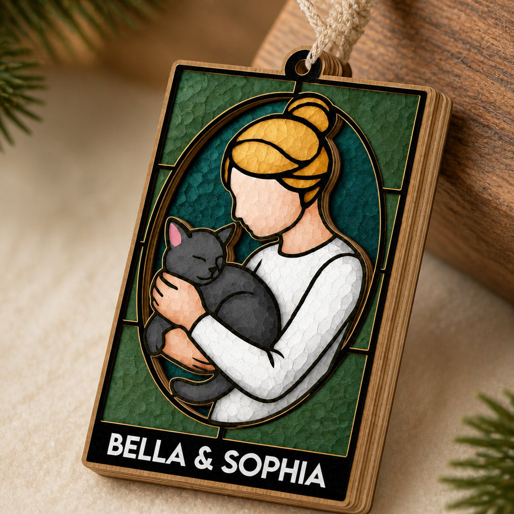 Art Nouveau Stained Glass Cat Mom - Personalized Names Ornament - Personalized 3-Layered Wood Ornament 4e60d75b-1458-42cd-bb08-5e7f61e4e2c1.jpg