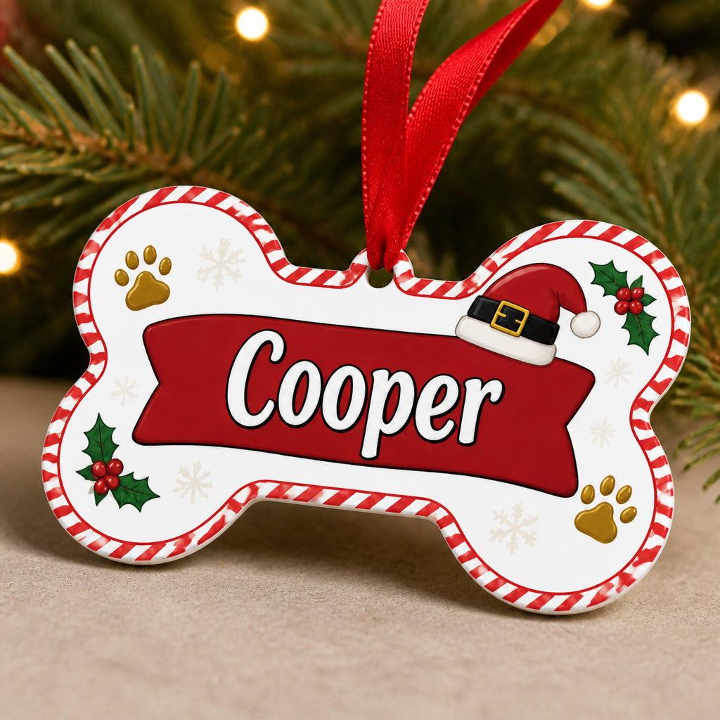 Personalized Dog Bone Christmas Ornament – Santa Hat & Paw Prints - Personalized Shape Ornament 4e6808a1-9445-4ff3-a59b-43b9bc6ed9c4.jpg