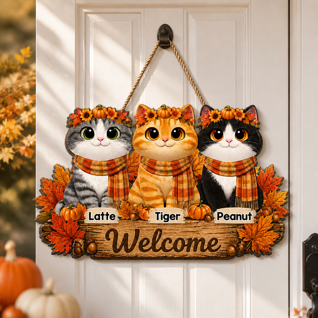 Autumn Cats Welcome Wood Sign – Custom Pet Portraits - Personalized Wood Sign 4e76ecd1-6708-4ffb-baf7-0fa12b3d7389.png