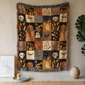Halloween Patchwork Woven Blanket, Spooky Ghost Throw, Witchy Floral Fall Home Decor 4e8eca0b-2eb3-4d01-9aeb-607acdcb8e35-HJ-2-.webp