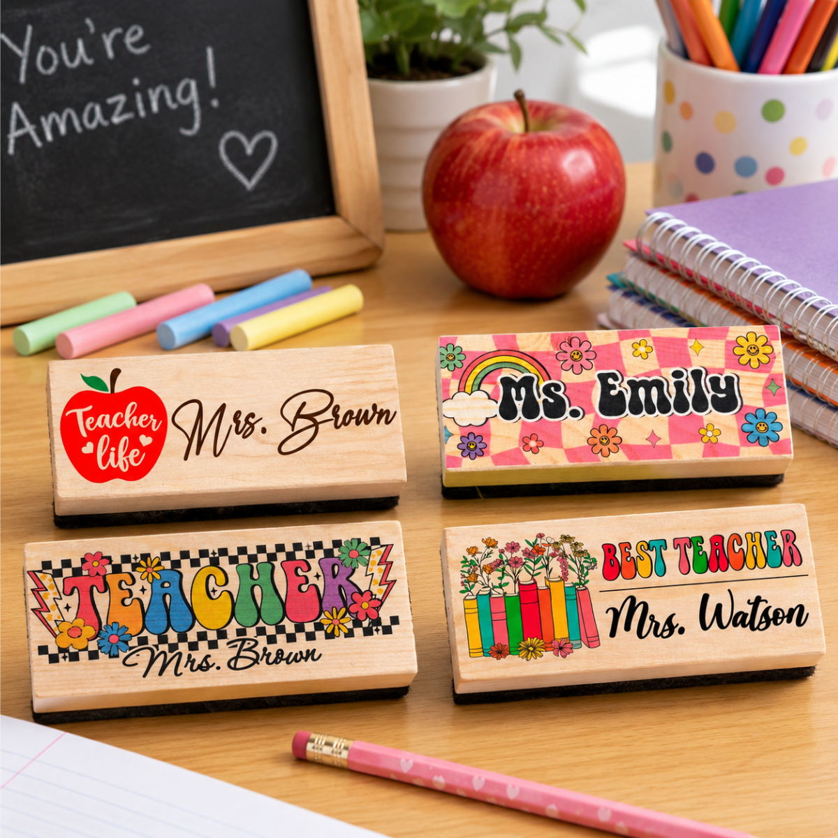 Personalized Teacher Whiteboard Eraser, Custom Teacher Appreciation Gifts, Chalkboard Eraser with Marker, Preschool Teacher Name gifts 4e91658b-fdb9-456b-971b-0046b4b57118-7.png