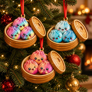 Glitter Dumpling 2D Ornament, Cute Kawaii Dim Sum Christmas Ornament, Steamed Bun Ornament, Food Lover Gift, Funny Dumpling Holiday Ornament 4e9f8240-7114-4126-a8e1-ded5e68ca196-dumpling-1.jpg
