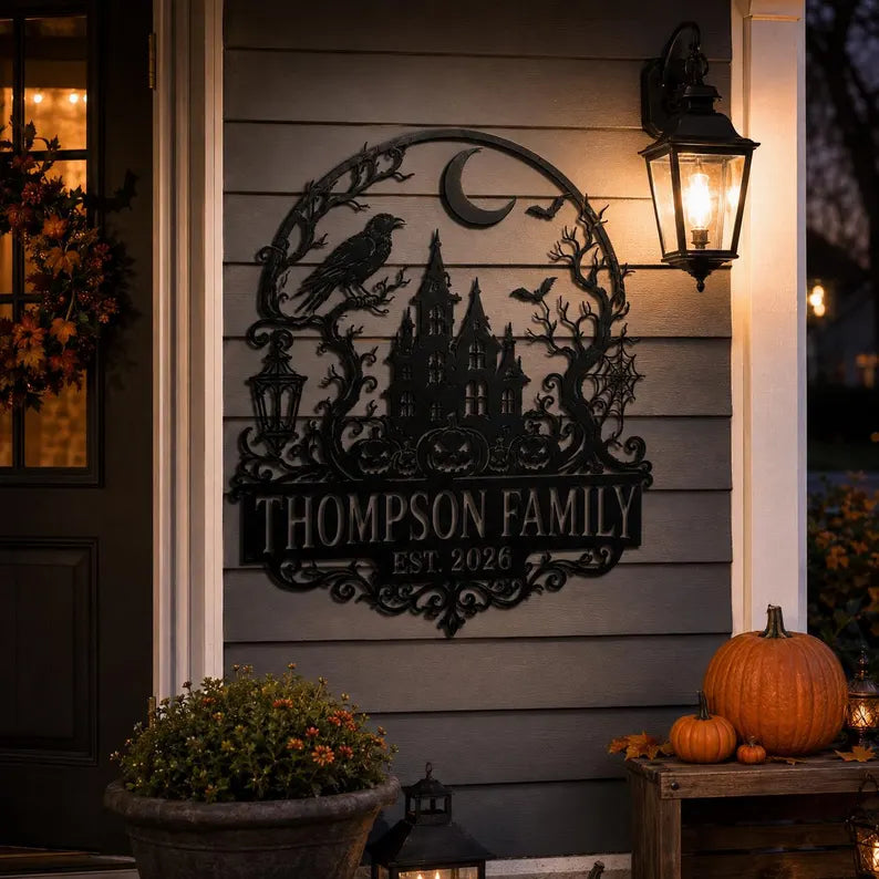 Custom Halloween Metal Sign, Personalized Family Name Haunted House Decor, Spooky Outdoor Porch Sign, Halloween Decoration Wall Art 4ea769da-71c1-47d3-a5b2-456afb1a6ff5-gfh-2-.webp