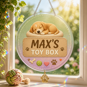 Personalized Pet Toy Storage Bin — Name's Toy Box - Personalized 1 Layered Suncatcher with Charm 4eee9351-533f-4b44-9a29-b4cf3d7baa58.png
