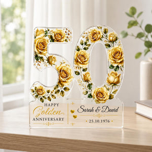 50th Anniversary Acrylic Block, Personalized Golden Wedding Gift With Gold Roses, Custom Couple Names and Date Keepsake 4f239018-7134-4d4c-8404-e5cd5c892920-5.jpg