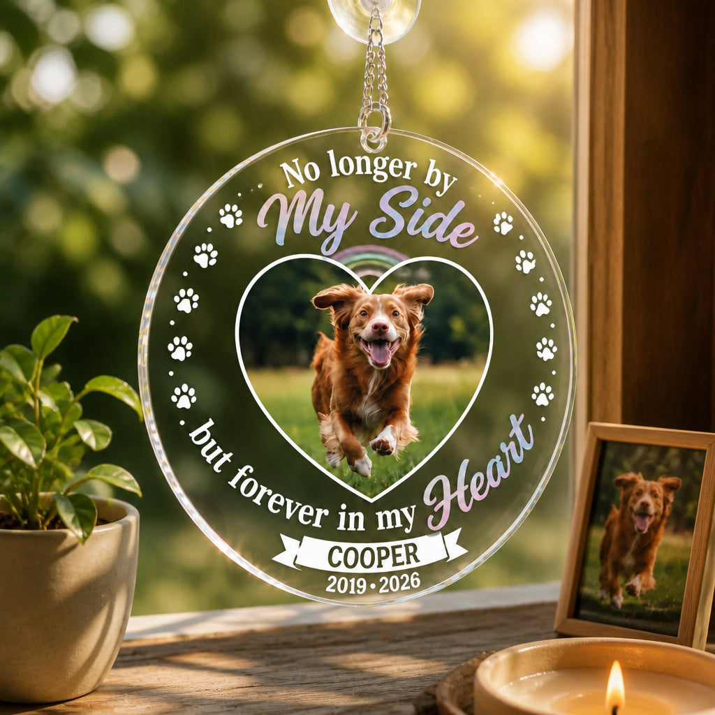Pet Memorial Suncatcher — No Longer By My Side — Photo, Name & Years - Personalized Suncatcher Ornament 4f32d3b5-144f-4fa5-b3f9-af543af9ad69.jpg
