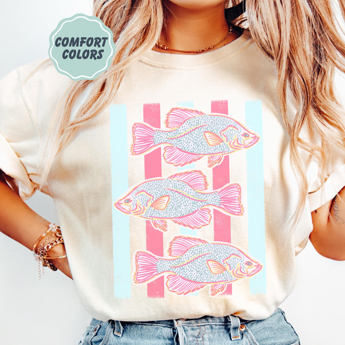 Comfort Colors Fish Stripes Shirt - Coastal Beach Summer Trendy Pink Preppy Trending Stripes - Summer Vibes T-Shirt - Cute Boho Summer Tee 4f3eab8d-c016-412e-9ba4-49cb14c21f66-1.jpg