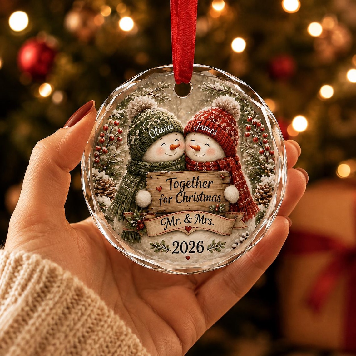 Personalized First Christmas Married Ornament, Newlywed Wedding Gift, Our 1st Christmas Mr & Mrs Keepsake 4f46a959-682c-416f-8b01-c0c9e1177122-7.jpg