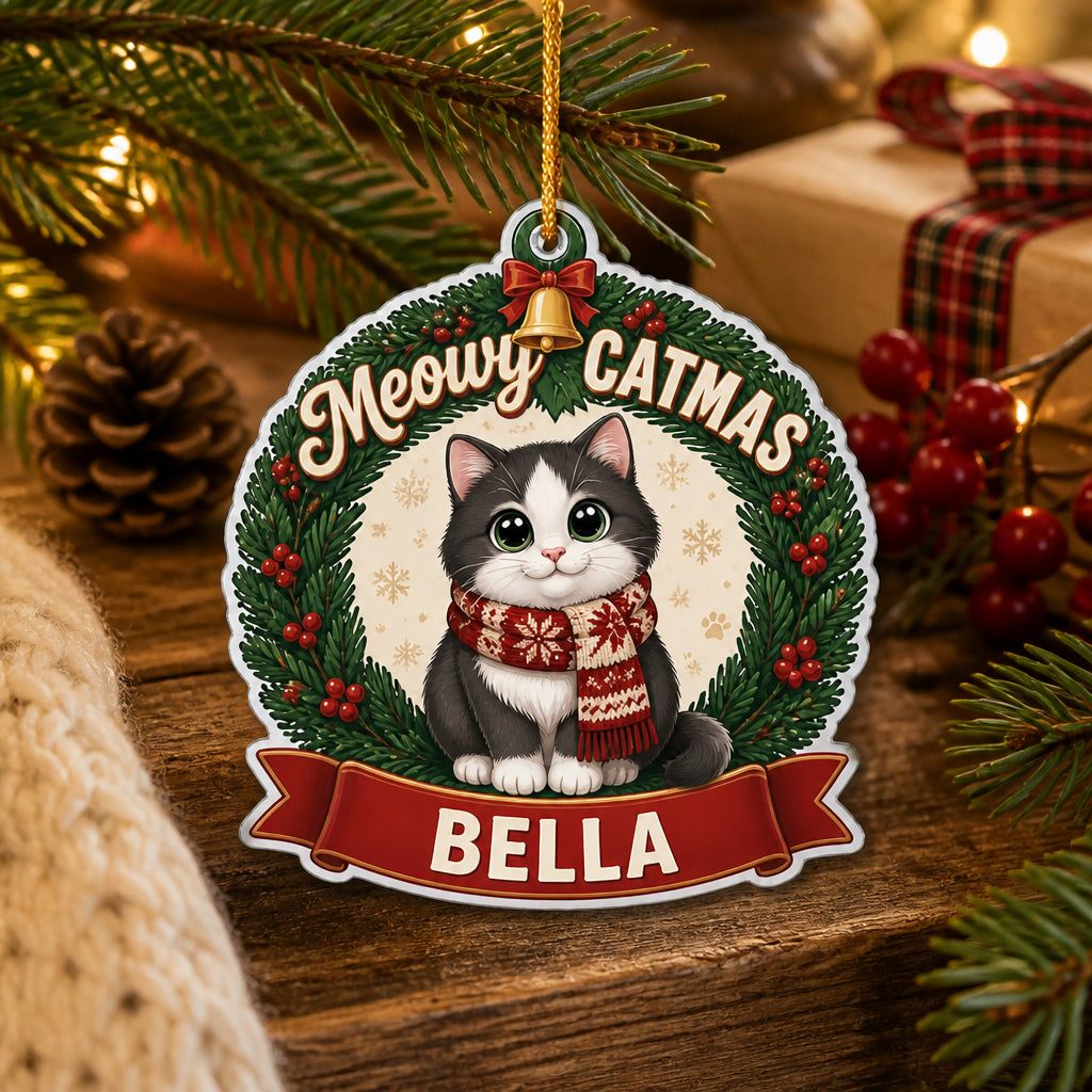 Meowy Catmas Personalized Cat Name Ornament – Wreath Edition - Personalized Laser Cut Custom Shape Ornament 4f4b6c08-b06c-4eb6-a211-63865dfddb00.jpg
