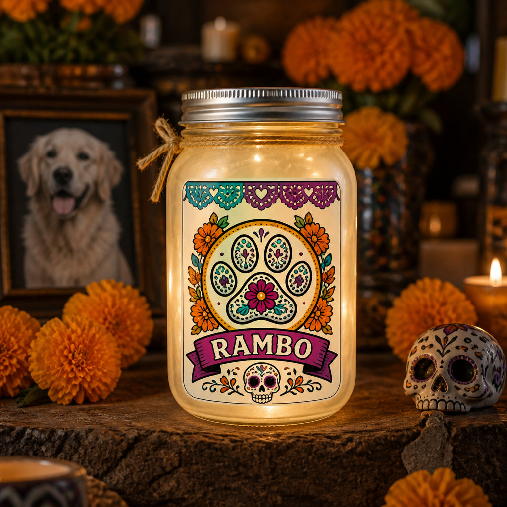Day of the Dead Pet Memorial Mason Jar Light – Custom Name - Personalized Mason Jar Light 4f4d30ae-13f1-418f-93f2-1b1b97ef26b8.jpg