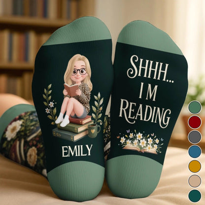 Personalized Book Lover Crew Socks, Custom Name Reading Socks, Shhh I'm Reading, Bookworm Gift for Women 4f6e03f7-6ccc-4bc6-8b65-3029d9d55874-1.jpg