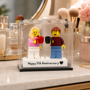 Personalized Minifigure Anniversary Gift, Custom Couple Figure with Names, Romantic Present