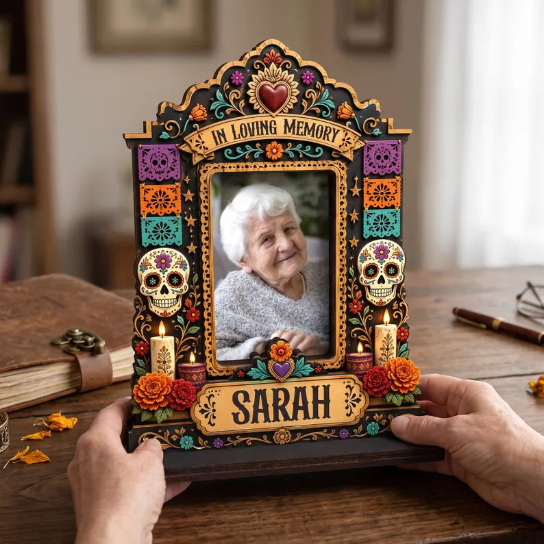 Personalized Día de los Muertos Memorial Photo Frame, Custom Ofrenda Altar Shrine Wooden Frame, Sugar Skull Remembrance Gift, Altar Keepsake 4fec7dd8-4743-428b-9d26-19e05d7ba45b-GFTGFGGGFF-6-.webp