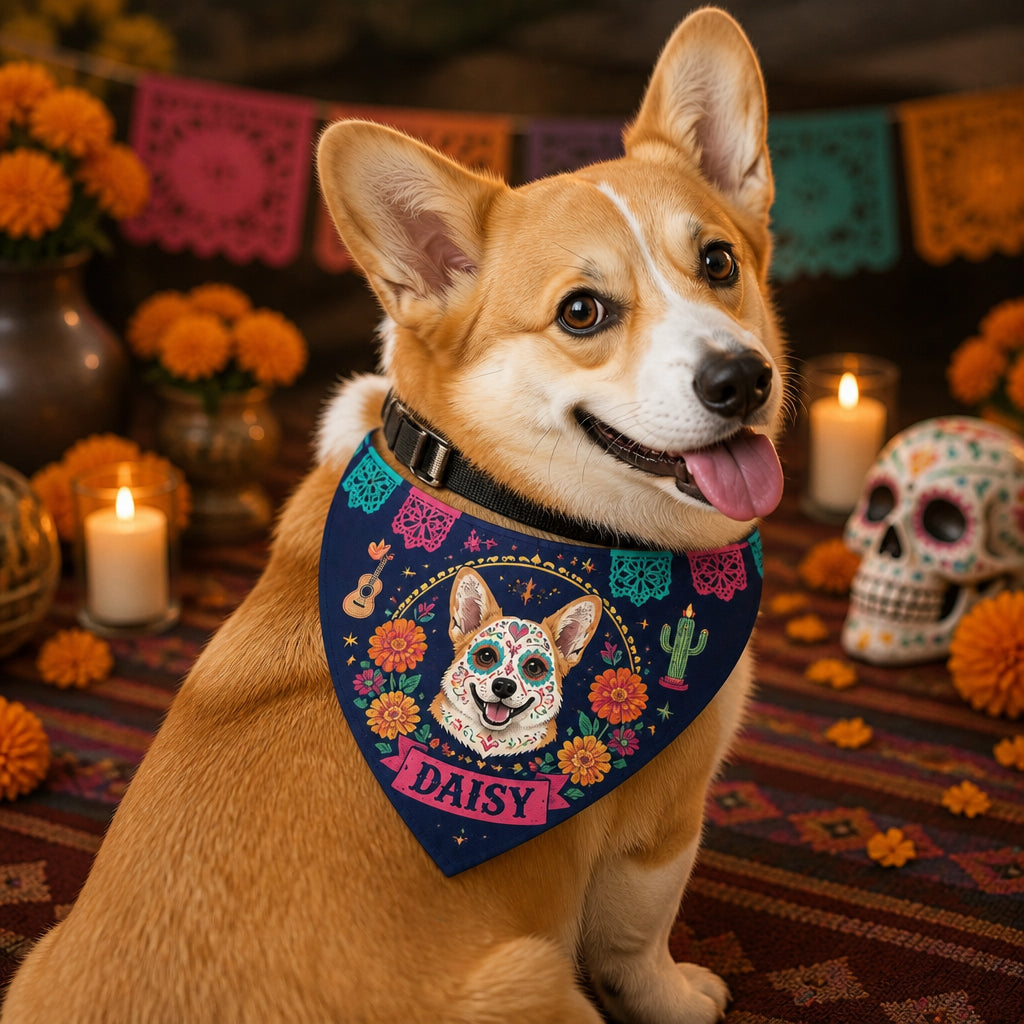 Custom Día de los Muertos Pet Portrait Bandana - Personalized Pet Bandana Collar With Adjustable Buckle 4fefed92-b040-4681-8630-5fd8e864849f.jpg
