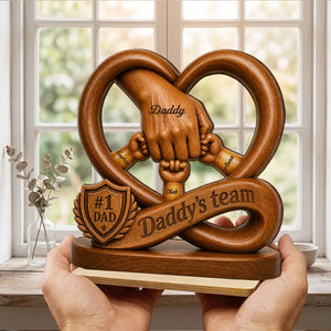 Daddy's Dream Team Fist Bump - Personalized Wooden Plaque - Father's Day Gift for Dad, Husband