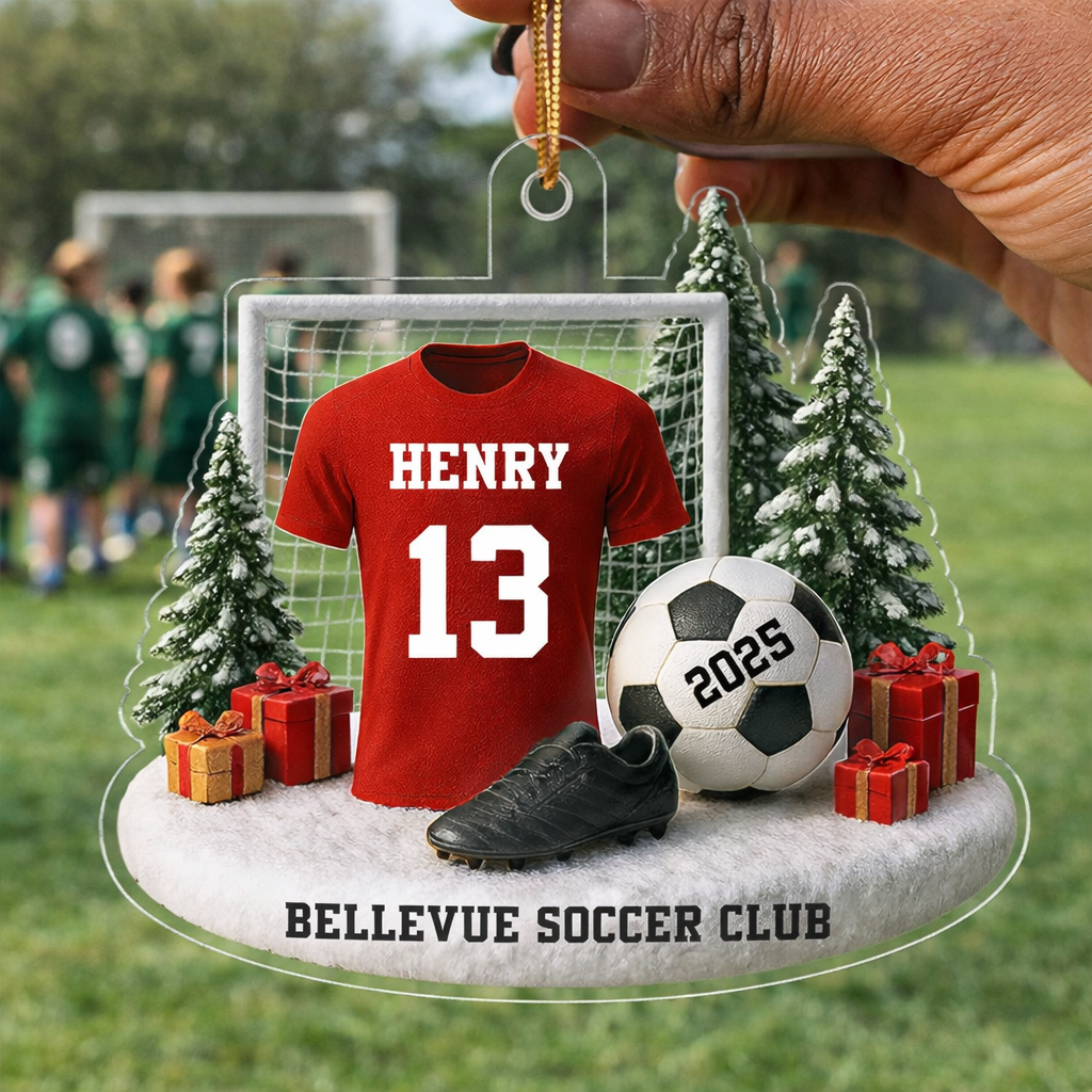 3D Effect Soccer Player Soccer Team Uniform - Personalized Acrylic Ornament - Gift For Soccer Lovers, Soccer Team
