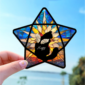 Memorial Cat Sympathy Gift For Cat Lovers, Personalized Star Shaped Suncatcher, Cat Loss Gift, Cat Remembrance Gift