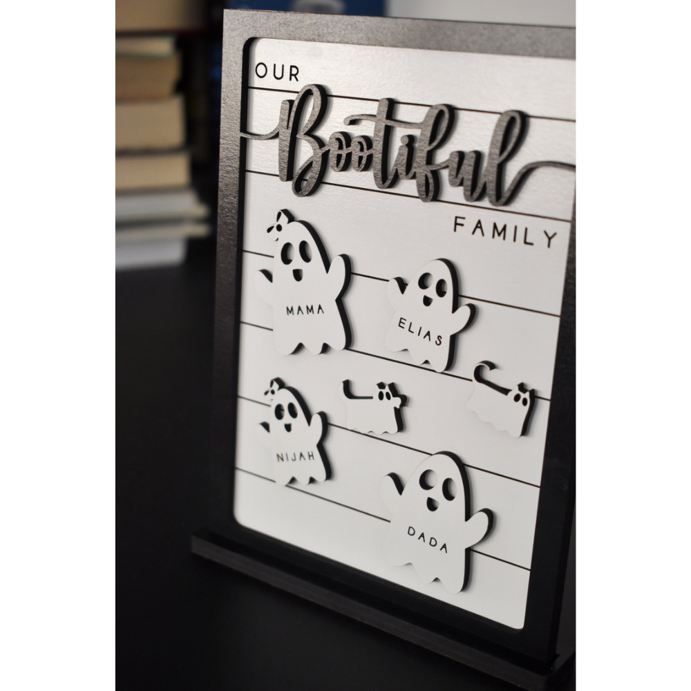 Our Bootiful Family Halloween Ghost Family - Personalized Wood Sign - Halloween Gift For Family