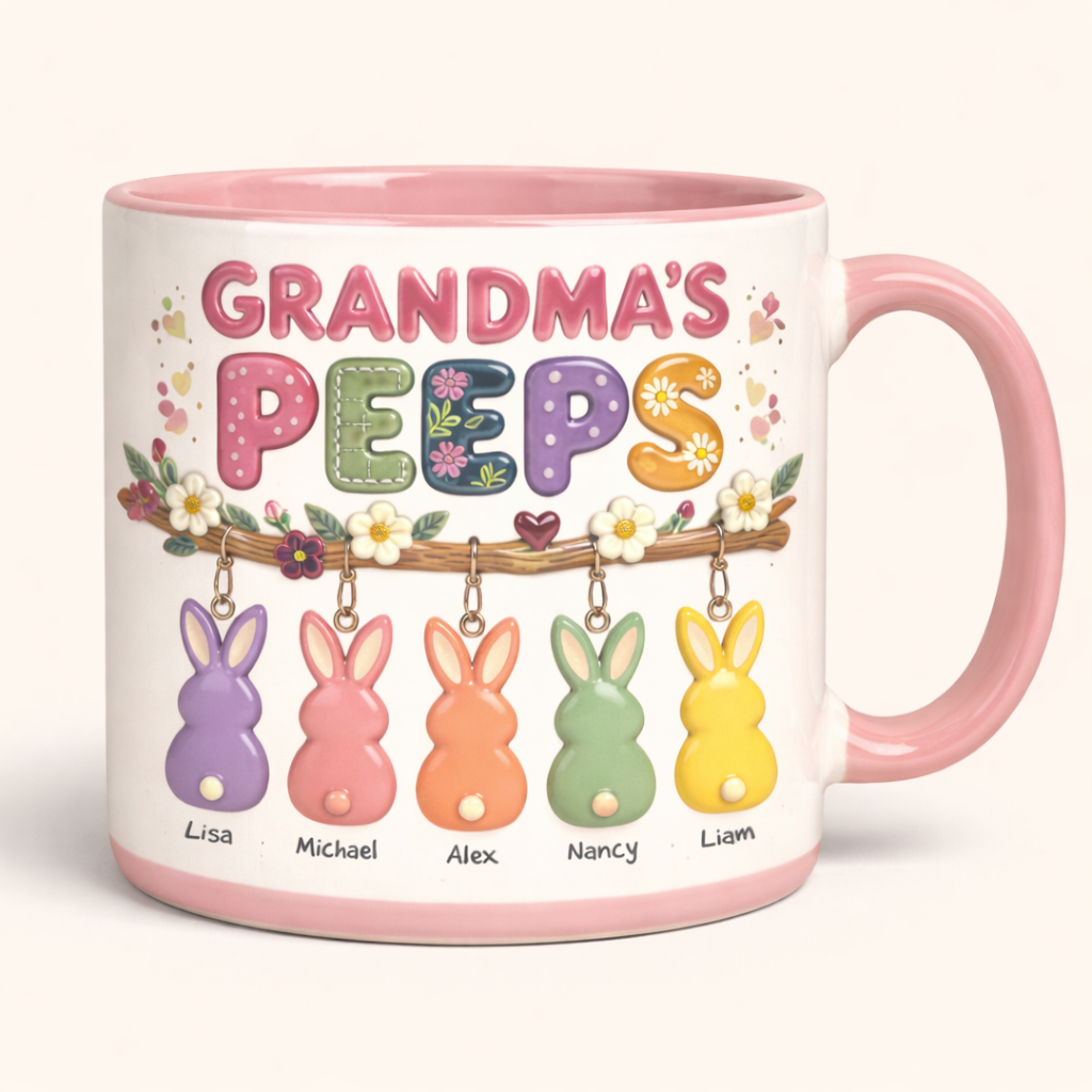 Grandma's Favorite Peep Spring Patchwork Easter - Personalized Mug - Gifts For Grandma, Mother's Day Gift, Easter Day