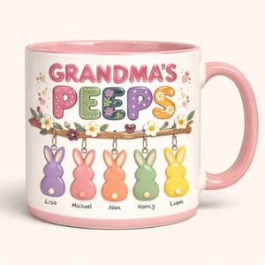Grandma's Favorite Peep Spring Patchwork Easter - Personalized Mug - Gifts For Grandma, Mother's Day Gift, Easter Day