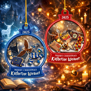 Personalized Xmas Kids Ornaments, Custom Name Wizard Christmas Shaker Ornaments 2025, Ornament for Kids, Wizard School Magical