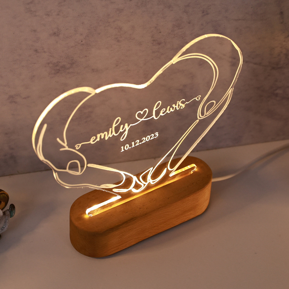 Personalized Night Light for Couples, Romantic Couple Gifts, Personalized Valentines Day Gift, Personalised Name & Date, Anniversary Gifts