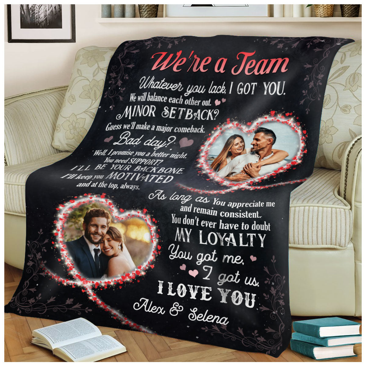 Personalized We re A Team Couple Blanket Romantic Gift Idea For Her