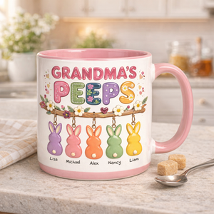 Grandma's Favorite Peep Spring Patchwork Easter - Personalized Mug - Gifts For Grandma, Mother's Day Gift, Easter Day