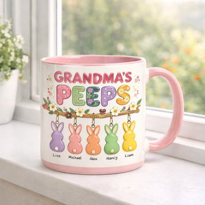 Grandma's Favorite Peep Spring Patchwork Easter - Personalized Mug - Gifts For Grandma, Mother's Day Gift, Easter Day