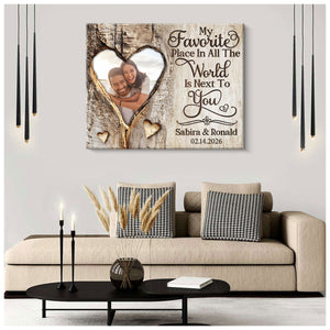 My Favorite Place Personalized Heart Photo Canvas Print Gift for Valentine s Day