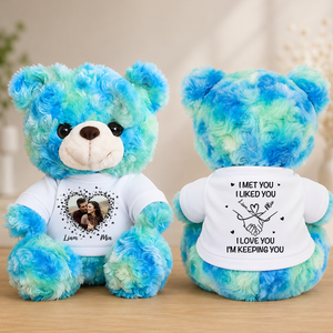 I Met You I Liked You - Custom Couple Photo and Name - Personalized Teddy Bear