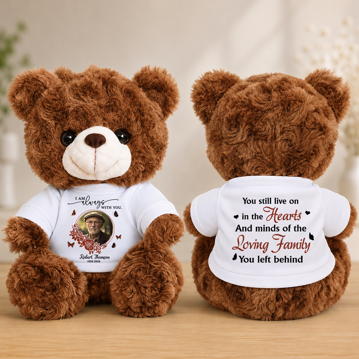 Loving Family You Left Behind Teddy Bear - Memorial Gift - Personalized Plush Bear