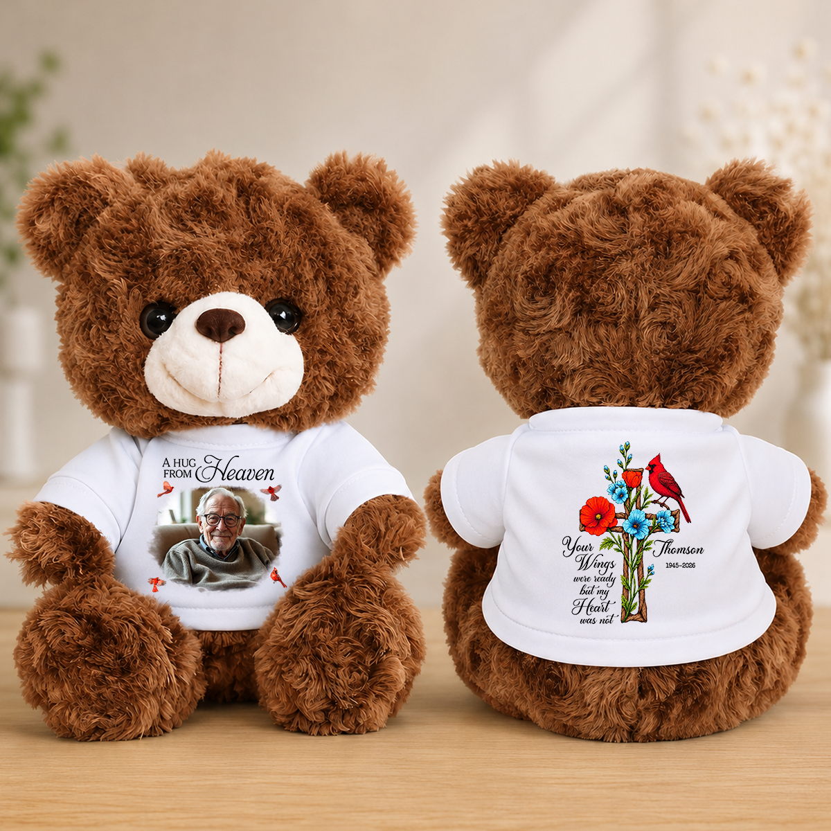 Memorial Cardinal Your Wings Were Ready Teddy Bear - Memorial Gift - Personalized Plush Bear