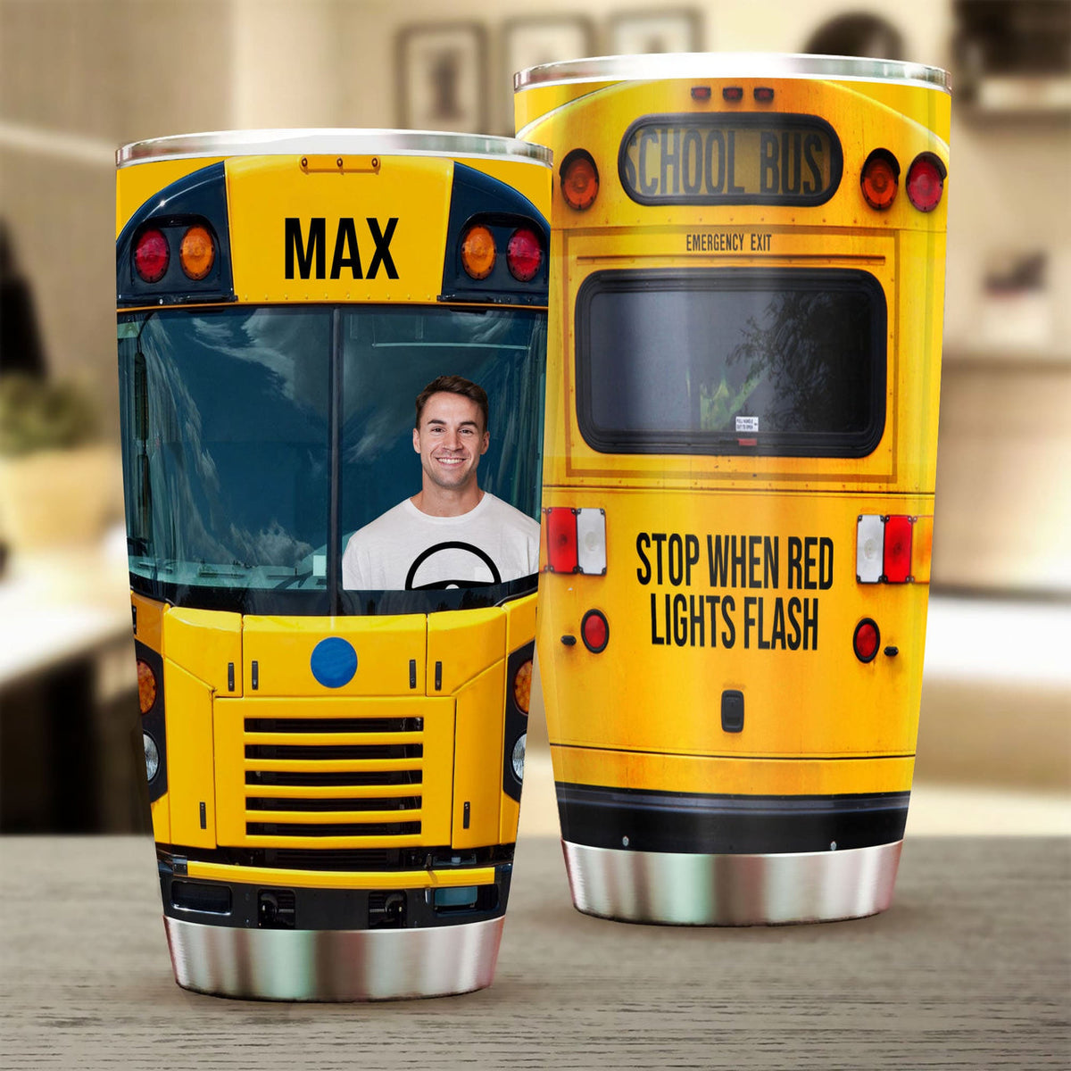 Custom Photo Bus Driver Tumbler, Gift For Bus Driver, Father Gift