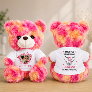 I Met You I Liked You - Custom Couple Photo and Name - Personalized Teddy Bear