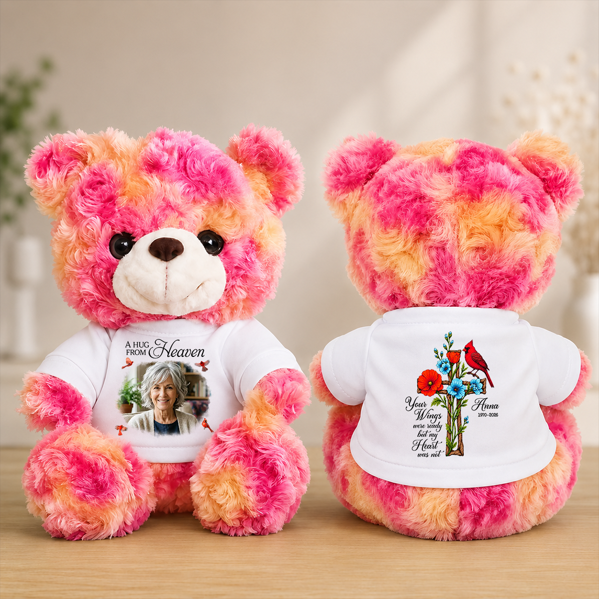 Memorial Cardinal Your Wings Were Ready Teddy Bear - Memorial Gift - Personalized Plush Bear