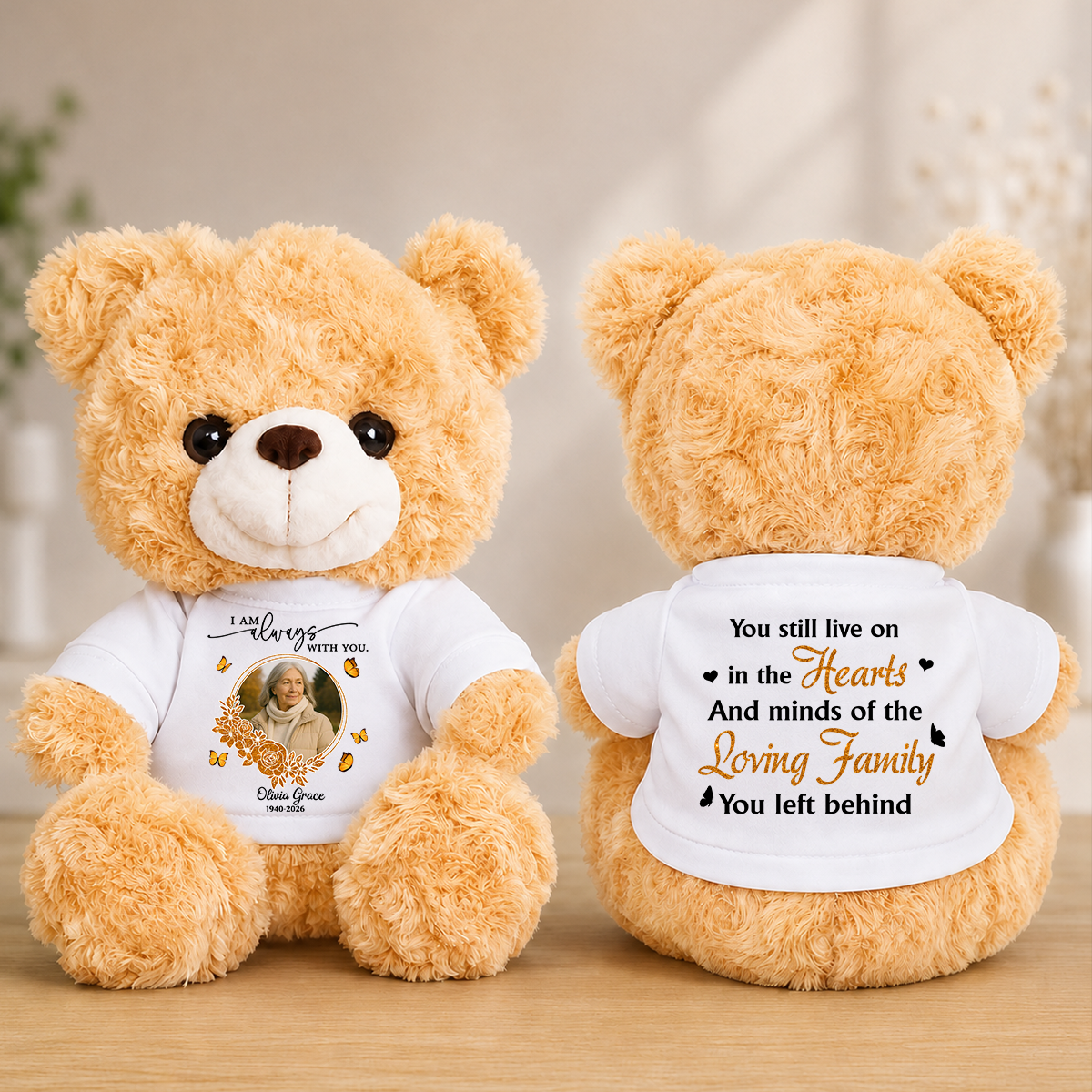 Loving Family You Left Behind Teddy Bear - Memorial Gift - Personalized Plush Bear