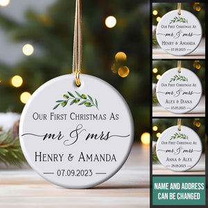 Our First Christmas As Mr. And Mrs. - Personalized Ornament - Christmas Gift