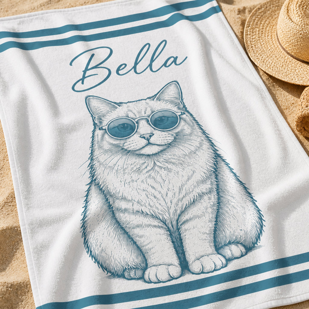 Custom Pet Beach Towel – Retro Sunglasses Portrait with Name - Personalized Beach Towel 50030159-cdac-4682-9aaf-08e018c9adec.jpg