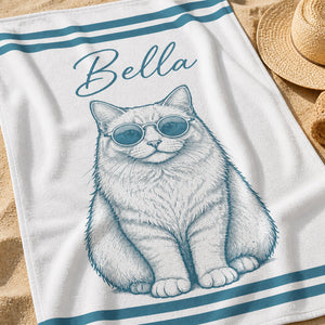 Custom Pet Beach Towel – Retro Sunglasses Portrait with Name - Personalized Beach Towel 50030159-cdac-4682-9aaf-08e018c9adec.jpg