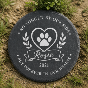 Pet Memorial Slate – No Longer by Our Side, Name & Year - Personalized Slate Memorial Stone 50094709-12d4-4b1b-8c2f-e2ec72e536bf.png