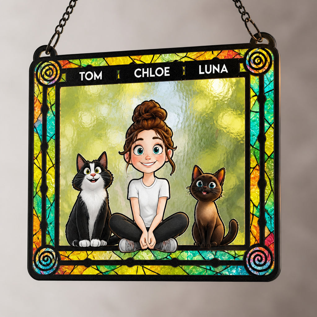 Photo-to-Cartoon Family & Pets Stained-Glass Suncatcher - Personalized Rectangle Stained Glass Suncatcher (PW) 50176b24-8d30-4a8b-9d2e-6feb4d2f9894.jpg