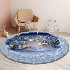 3D Snow Village Round Rug, Winter Scene Carpet for Living Room, Christmas Home Decor Cozy Holiday Floor Mat 5029d5e1-2add-4bfa-b1f6-fff80da34393-6.jpg
