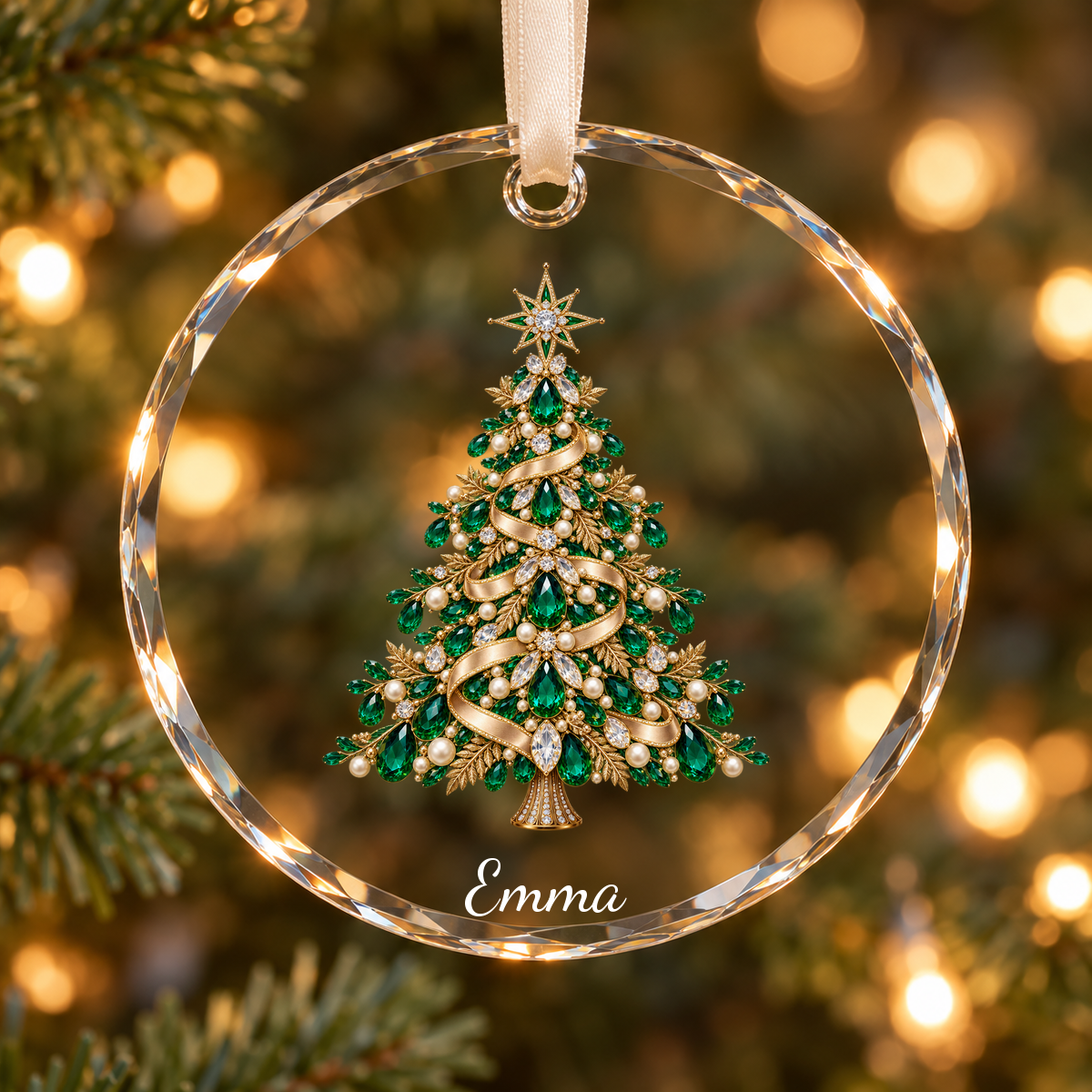 Personalized Jeweled Christmas Tree Glass Ornament – Custom Name | SP04 502abf03-5786-4436-81c2-74ee6dc8984a-sp04-green-emma-v4.png